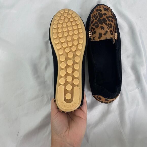 Boho Leopard Animal Print Black Brown Loafers / Slip Ons EU 41 US 10.5 - Picture 6 of 8
